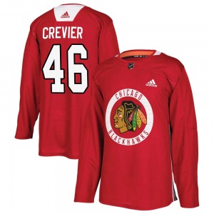 Youth Louis Crevier Chicago Blackhawks Adidas Authentic Red Home Practice Jersey