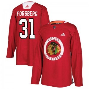 Youth Anton Forsberg Chicago Blackhawks Adidas Authentic Red Home Practice Jersey