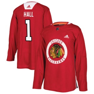 Youth Glenn Hall Chicago Blackhawks Adidas Authentic Red Home Practice Jersey