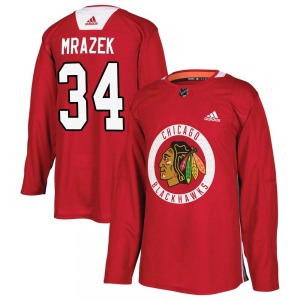 Youth Petr Mrazek Chicago Blackhawks Adidas Authentic Red Home Practice Jersey