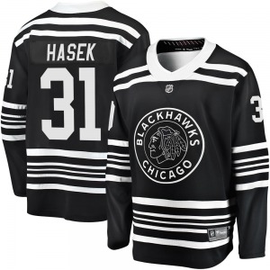 Youth Dominik Hasek Chicago Blackhawks Fanatics Branded Premier Black Breakaway Alternate 2019/20 Jersey