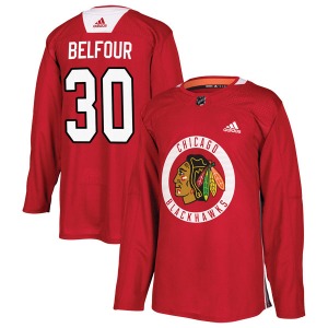 ED Belfour Chicago Blackhawks Adidas Authentic Red Home Practice Jersey
