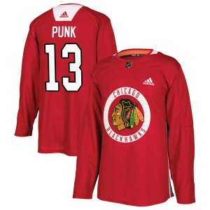 CM Punk Chicago Blackhawks Adidas Authentic Red Home Practice Jersey