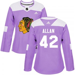 Women's Nolan Allan Chicago Blackhawks Adidas Authentic Purple Fights Cancer Practice Jersey