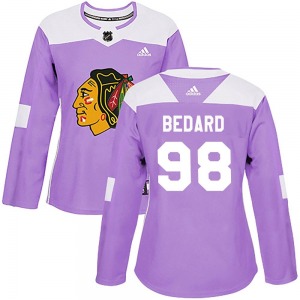 Women's Connor Bedard Chicago Blackhawks Adidas Authentic Purple Fights Cancer Practice Jersey