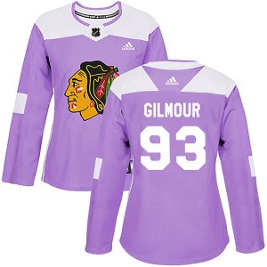 Women's Doug Gilmour Chicago Blackhawks Adidas Authentic Purple Fights Cancer Practice Jersey