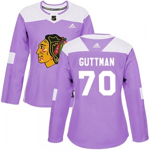 Women's Cole Guttman Chicago Blackhawks Adidas Authentic Purple Fights Cancer Practice Jersey