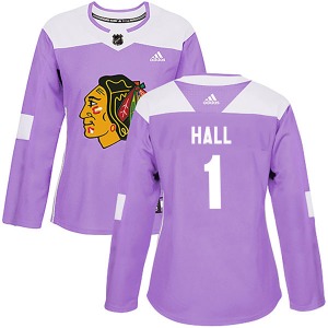 Women's Glenn Hall Chicago Blackhawks Adidas Authentic Purple Fights Cancer Practice Jersey