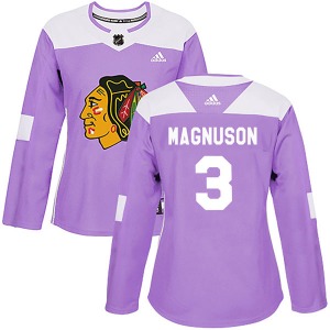 Women's Keith Magnuson Chicago Blackhawks Adidas Authentic Purple Fights Cancer Practice Jersey