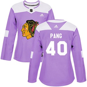 Women's Darren Pang Chicago Blackhawks Adidas Authentic Purple Fights Cancer Practice Jersey