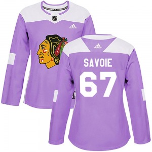 Women's Samuel Savoie Chicago Blackhawks Adidas Authentic Purple Fights Cancer Practice Jersey