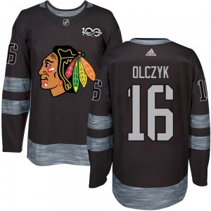 Ed Olczyk Chicago Blackhawks Authentic Black 1917-2017 100th Anniversary Jersey