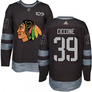 Youth Enrico Ciccone Chicago Blackhawks Authentic Black 1917-2017 100th Anniversary Jersey