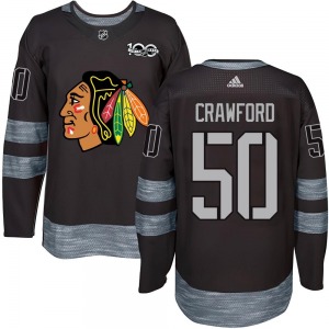 Youth Corey Crawford Chicago Blackhawks Authentic Black 1917-2017 100th Anniversary Jersey