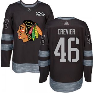 Youth Louis Crevier Chicago Blackhawks Authentic Black 1917-2017 100th Anniversary Jersey