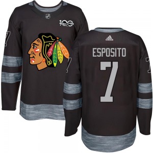 Youth Phil Esposito Chicago Blackhawks Authentic Black 1917-2017 100th Anniversary Jersey