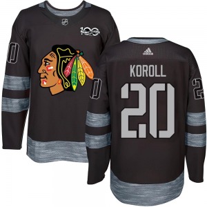 Youth Cliff Koroll Chicago Blackhawks Authentic Black 1917-2017 100th Anniversary Jersey