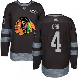 Youth Bobby Orr Chicago Blackhawks Authentic Black 1917-2017 100th Anniversary Jersey