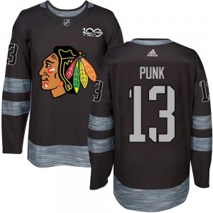 Youth CM Punk Chicago Blackhawks Authentic Black 1917-2017 100th Anniversary Jersey