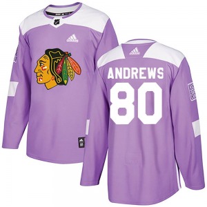 Zach Andrews Chicago Blackhawks Adidas Authentic Purple Fights Cancer Practice Jersey