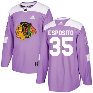 Tony Esposito Chicago Blackhawks Adidas Authentic Purple Fights Cancer Practice Jersey