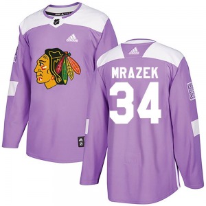 Petr Mrazek Chicago Blackhawks Adidas Authentic Purple Fights Cancer Practice Jersey
