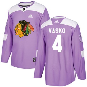Elmer Vasko Chicago Blackhawks Adidas Authentic Purple Fights Cancer Practice Jersey