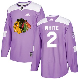 Bill White Chicago Blackhawks Adidas Authentic Purple Fights Cancer Practice Jersey