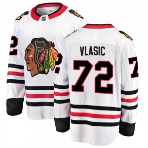 Youth Alex Vlasic Chicago Blackhawks Fanatics Branded Breakaway White Away Jersey