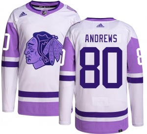 Youth Zach Andrews Chicago Blackhawks Adidas Authentic Hockey Fights Cancer Jersey