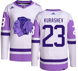 Youth Philipp Kurashev Chicago Blackhawks Adidas Authentic Hockey Fights Cancer Jersey