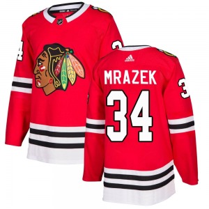 Youth Petr Mrazek Chicago Blackhawks Adidas Authentic Red Home Jersey