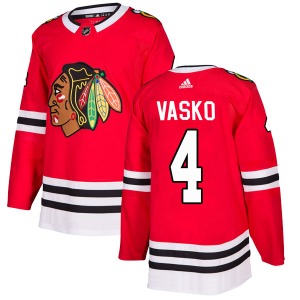 Youth Elmer Vasko Chicago Blackhawks Adidas Authentic Red Home Jersey