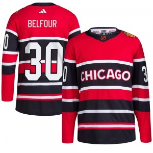 ED Belfour Chicago Blackhawks Adidas Authentic Red Reverse Retro 2.0 Jersey