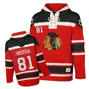 Youth Marian Hossa Chicago Blackhawks Authentic Red Old Time Hockey Sawyer Hooded Sweatshirt