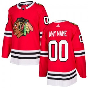 Youth Custom Chicago Blackhawks Adidas Authentic Red Home Jersey