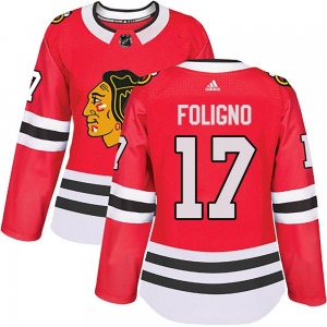 Women's Nick Foligno Chicago Blackhawks Adidas Authentic Red Home Jersey