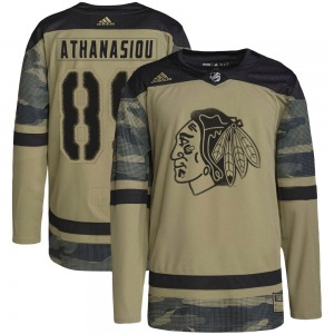 Youth Andreas Athanasiou Chicago Blackhawks Adidas Authentic Camo Military Appreciation Practice Jersey