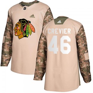 Youth Louis Crevier Chicago Blackhawks Adidas Authentic Camo Veterans Day Practice Jersey