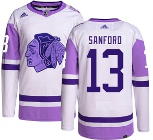 Zach Sanford Chicago Blackhawks Adidas Authentic Hockey Fights Cancer Jersey