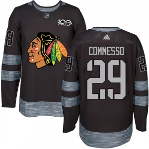 Youth Drew Commesso Chicago Blackhawks Authentic Black 1917-2017 100th Anniversary Jersey