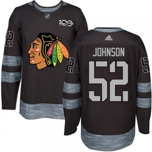 Youth Reese Johnson Chicago Blackhawks Authentic Black 1917-2017 100th Anniversary Jersey